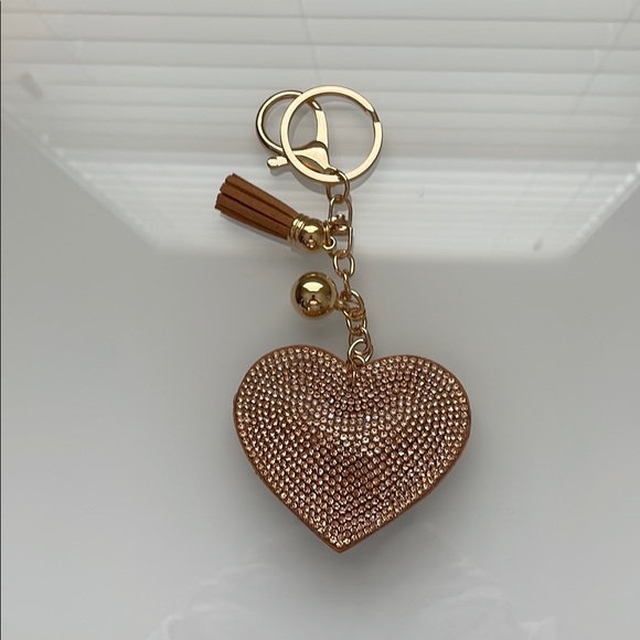 ⭐️🆕 Gold and Brown heart keychain or purse charm - Picture 1 of 3